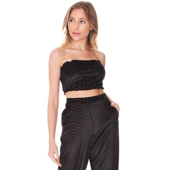 NWT SMYM Iris Tube Top in Black Stud Velvet